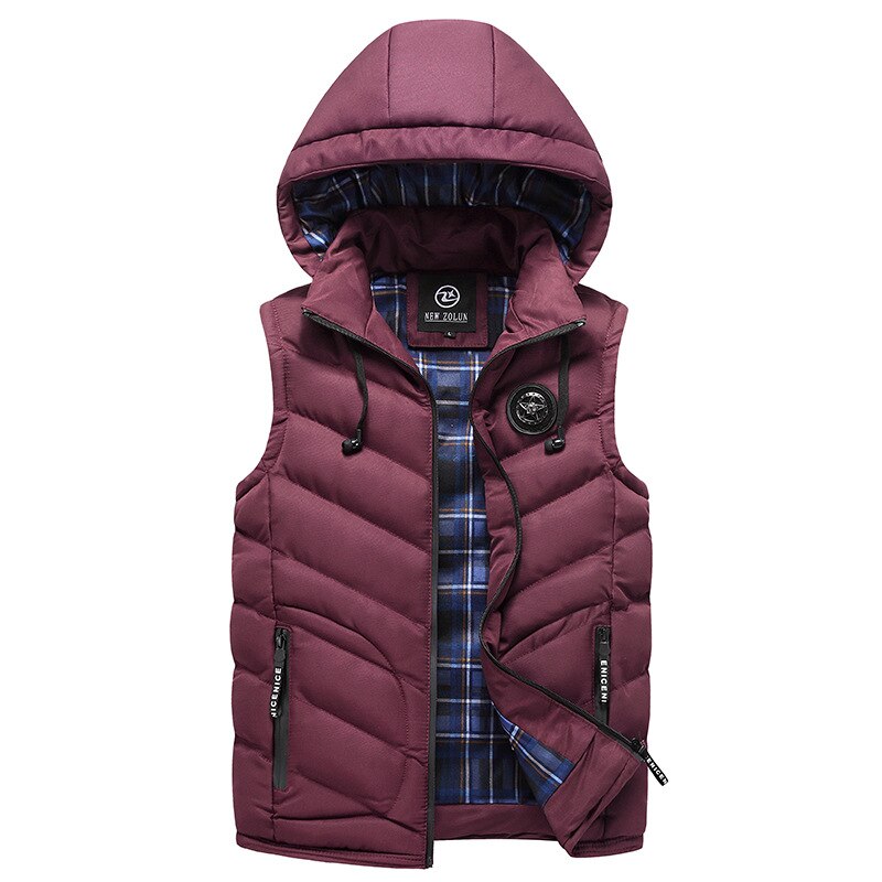 Gilet à capuche hommes veste sans manches automne hiver Gilet hommes nouveaux gilets Gilet printemps Homme Gilet Homme, 8868: 8868 wine red / XXXL