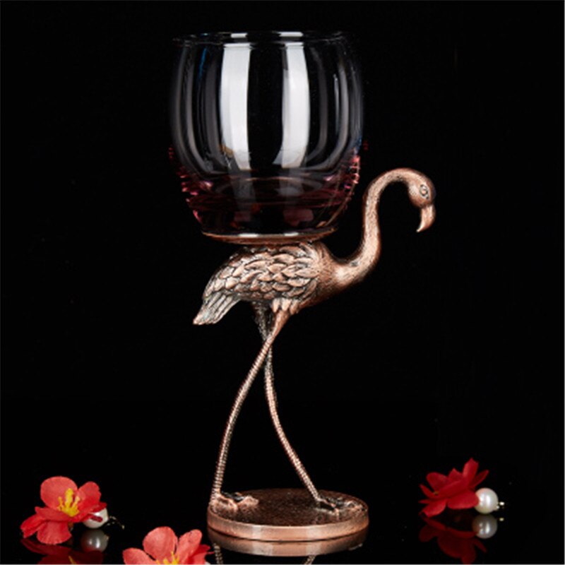 Krystal champagne rødvinsglas høj fod emalje kop gifte dekoration fugl form bæger: B