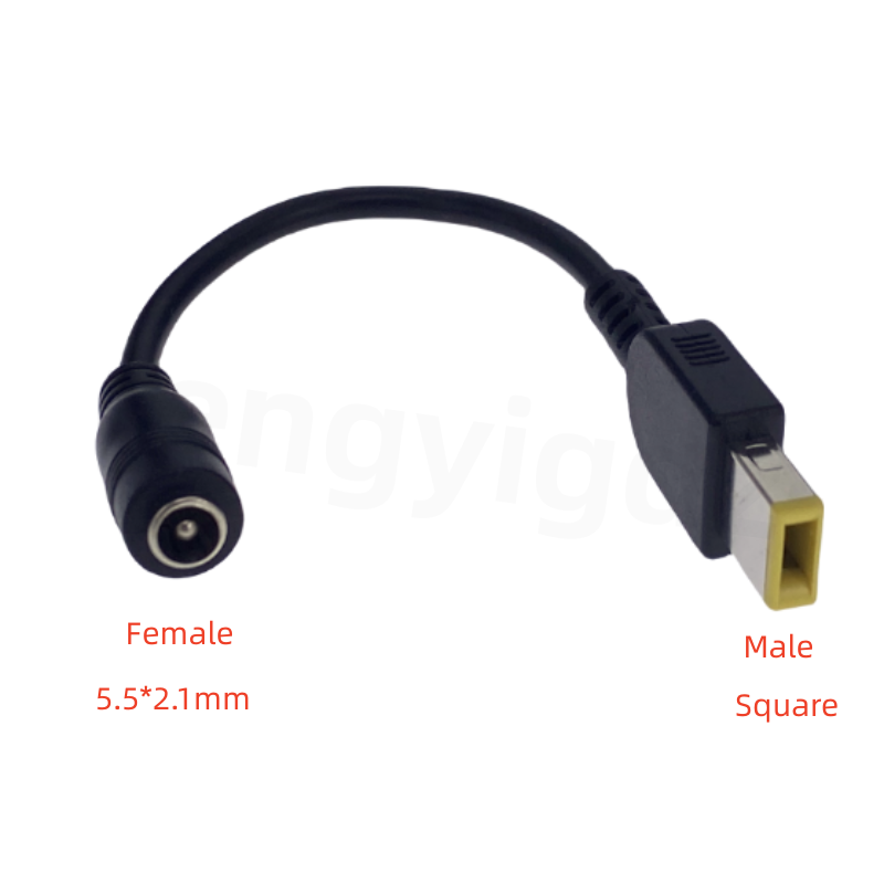 Câble adaptateur pour ordinateur portable carré mâle à 4.5*3.0mm 5.5*2.1mm 7.4*5.0 7.9*5.5mm femelle cordon de convertisseur de chargeur d'alimentation cc pour Lenovo hp: green