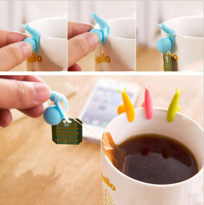 5 PCS/lot Cute Snail Shape Silicone Tea Bag Holder Cup Mug Candy Colors Set Mini Snail Tea Bag Holdes clips