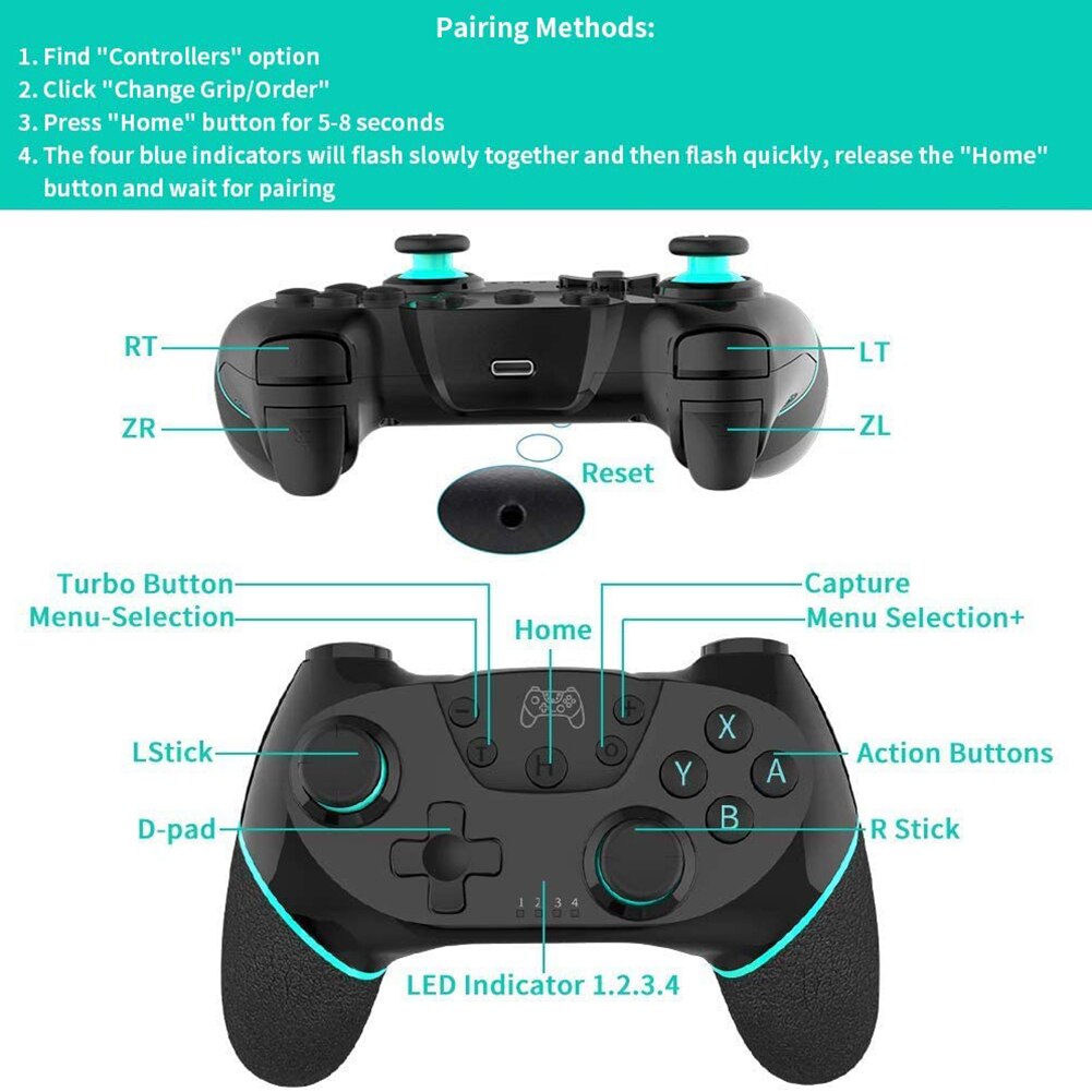 Dual Motor Trillingen Draadloze Controller Gamepad Elektronische Machine Accessoires Voor Schakelaar/Schakelaar Pro Gyro As