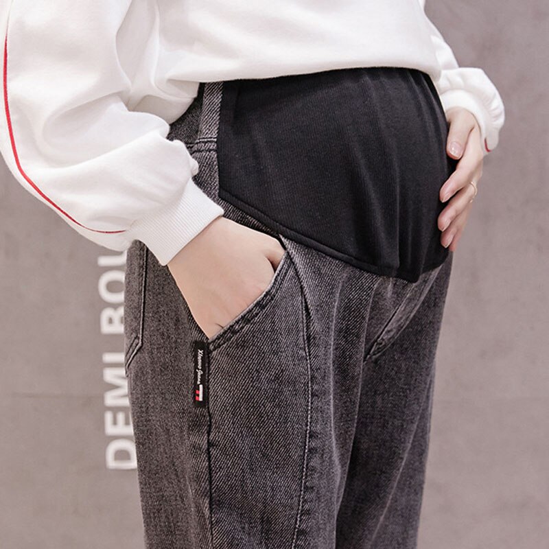 Løse denim jeans barsel haren bukser bukser til gravide kvinder tøj vintage kæreste graviditet jeans stretch bukser