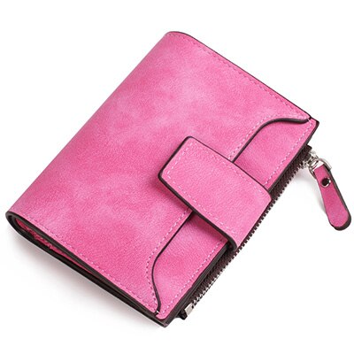 Leather Wallet Women Hasp Slim Coin Pocket Zipper Mini Purse Women Ladies Purse Of The Small Wallet Multi-Function: bot pink