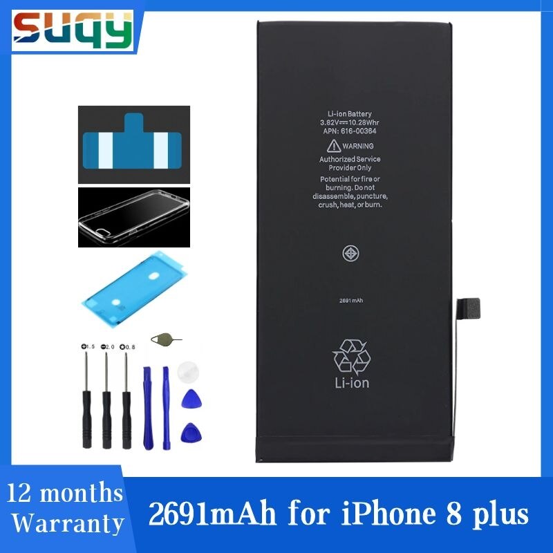 Suqy for Iphone 4/4s/5/5s/5c/se/6/6 Plus/6s/6s Plus/7/7 Plus/8/8 Plus Battery Accumulator for Apple IPhone 5s 0 Cycle Batteries: for iphone 8 plus