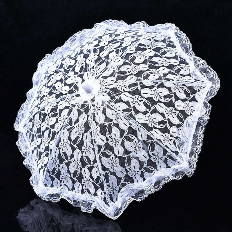 handmade white lace lace parasol and fan set wedding bridal umbrella prop umbrella: WT4