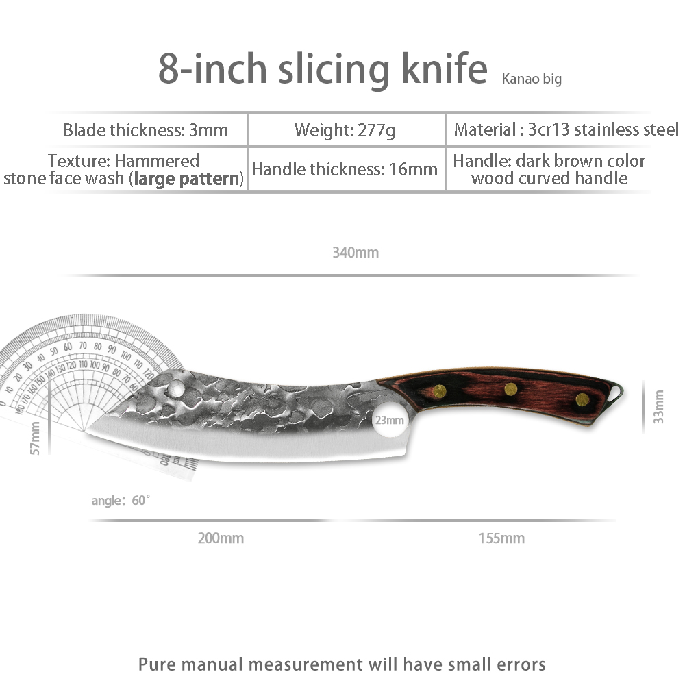 Hammer Blade Knife Ultra Sharp 7 Inch Kitchen Chopping Knife 8 Inch Slicer Cutlery Handmade Forged Butcher Meat Cleaver: C