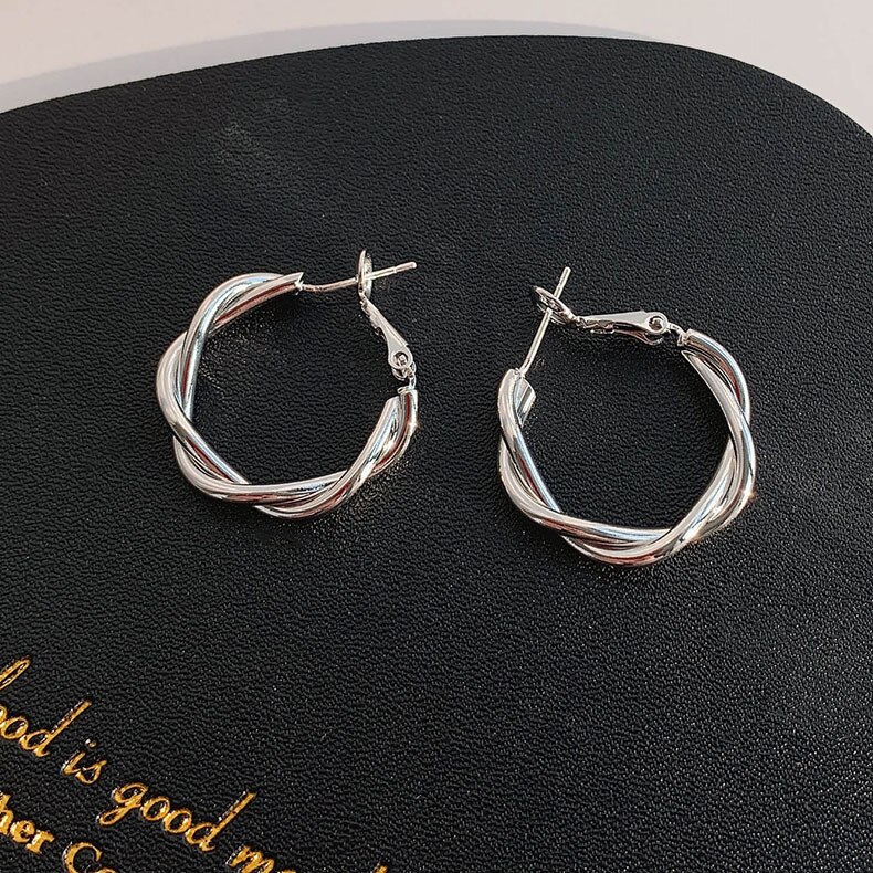 Yuan'S-pendientes grandes de plata para mujer, joyería inteligente de de oro fino, personalidad, exageración, temperamento,: Silver Circle