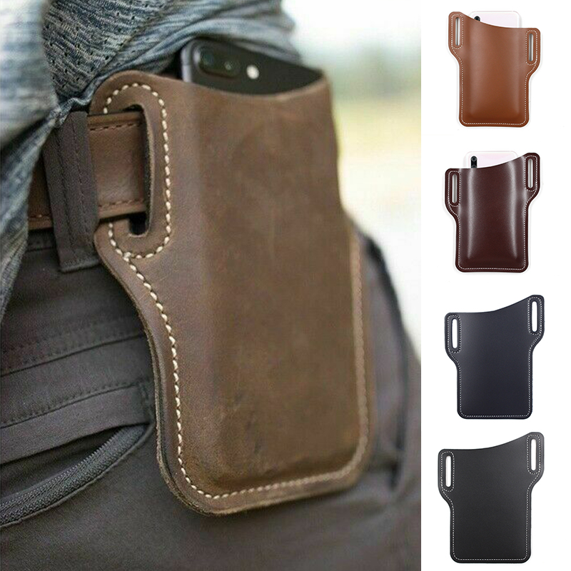 Männer Telefon fallen Halfter praktisch Schleife Halfter Gürtel Taille Tasche Requisiten Leder Geldbörse Telefon Brieftasche Lauf Beutel Reise Camping Taschen