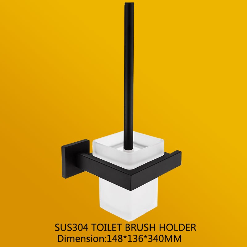 Black Matte Bathroom Accessories Tissue Paper Holder Towel Rail Rack Toilet Brush Holder Toothbrush Holder Toilet Brush Holder: Toilet Brush Holder