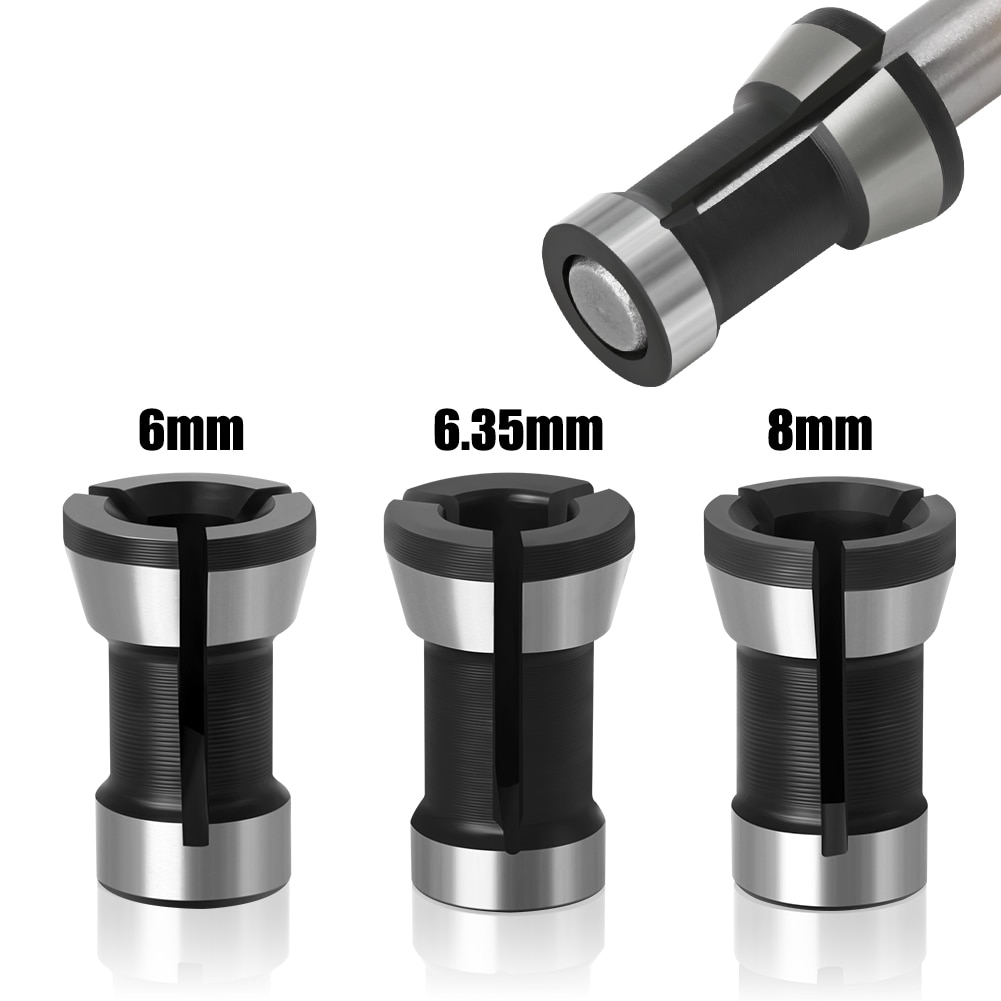 1pc 3PCS Set collets 6.35mm 8mm 6mm collet chuck Engraving Trimming machine Electric Router Milling Cutter Accessories