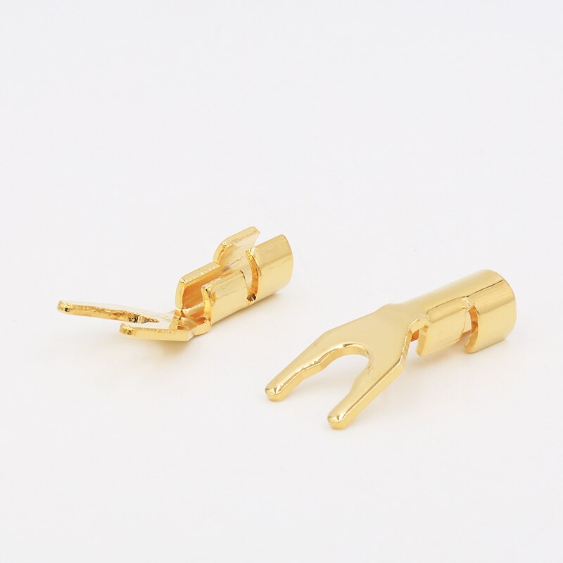 8 stk hi-end cmc 6005- cur-g solid kobberstik 24k guldbelagte spadestik højttalerkabel ledningsstik hifi