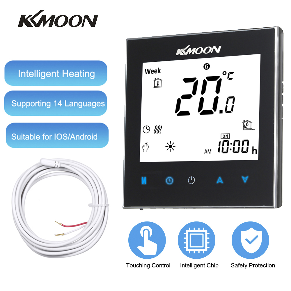 Kkmoon termostater digital gulv wifi opvarmningstermostat til varmesystem gulvluftsensor rumtemperaturregulator