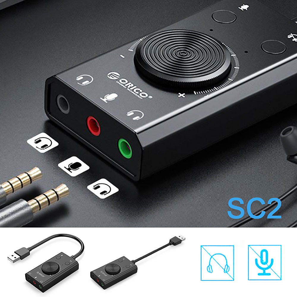 Willkey Portable USB External Sound Card Microphone Earphone 2 In 1 With 3 Port Output Volume Adjustable For Windows Mac Linux