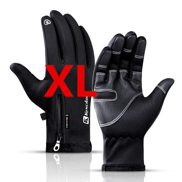 XiaoMi mijia outdoor sports gloves winter warm plus velvet fingertips touch screen splash-proof riding gloves for men and women: Black XL