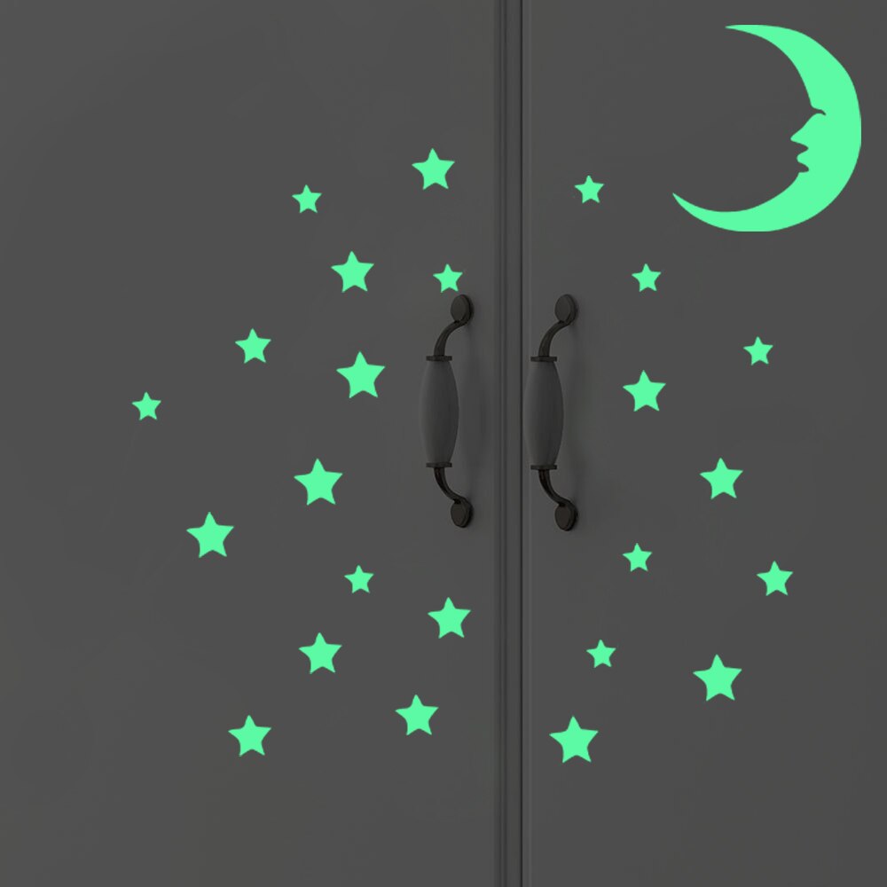 Glowing Moon Stars Wall Sticker Golw In The Dark Decor For Room Children's Room Nursery Wall Decals Peel &amp; Stick Vinyl Wallpaper