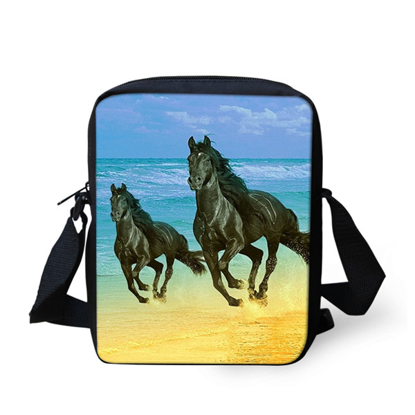 TWOHEARTSGIRL 3d Cool Paard Afdrukken Jongens Messenger Bag Student Crossbody Tas Kleine Kids Animal Strandtas Opslag Handtassen: Z924E