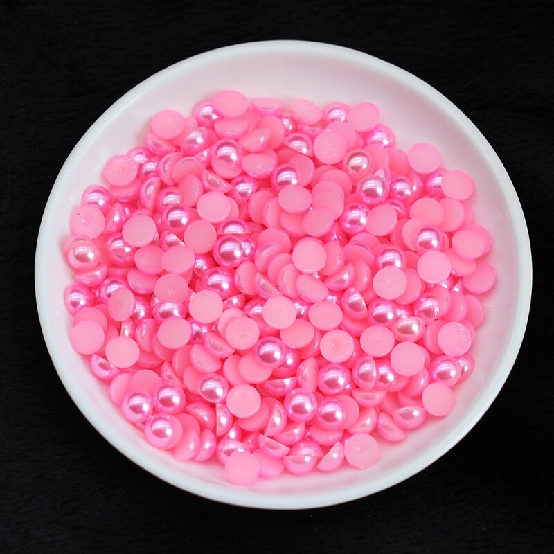 2mm 5000 Uds. Perlas falsas de respaldo plano ABS-Ropa y costura de diamantes de imitación de perlas-Scrapbooking confección de tarjetas perlas: 9-Deep Pink