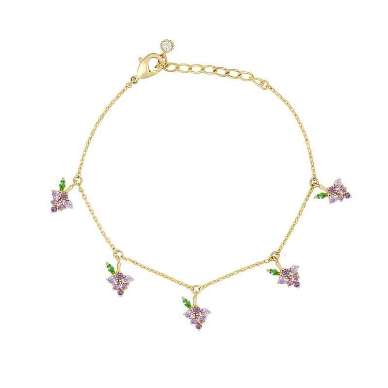 Nuevos accesorios brillantes para pulseras de frutas de cristal para mujer, pulseras y anillos de cereza: bracelet9