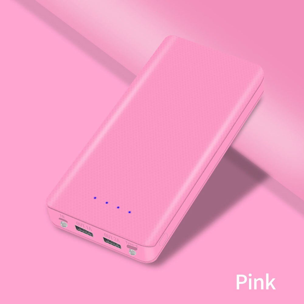 5V 18650 Power Bank Box Case Diy Dual Usb Batterij Shell 18650 Batterij Case Met Led Licht Opladen Doos voor Usb Type C Telefoon: Pink