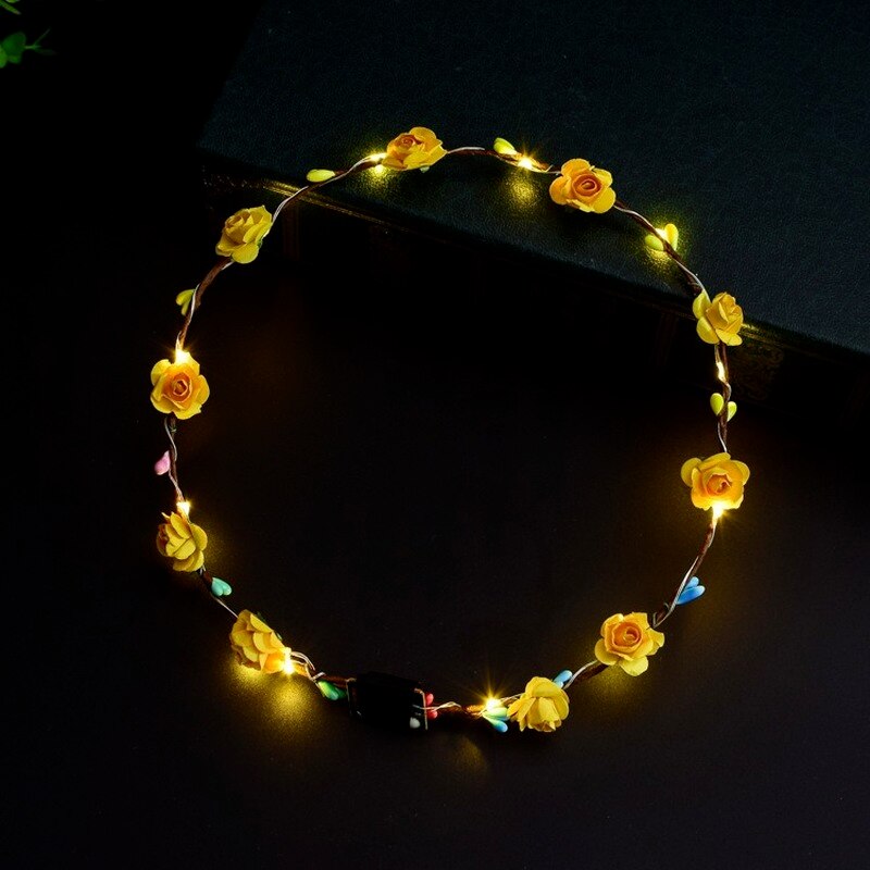24Pcs Led Gloeiende Kroon Bloem Haarband Krans Party Kinderen Meisje Vrouwen Hoofdband