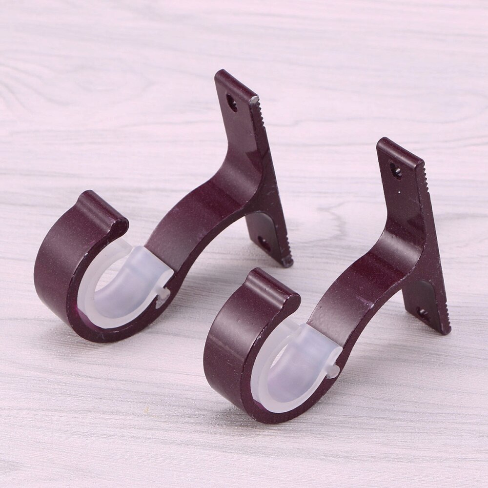 2PCS Curtain Rail Bracket Aluminum Alloy Rustproof Durable Double Curtain Rod Bracket for Home: Dark Red