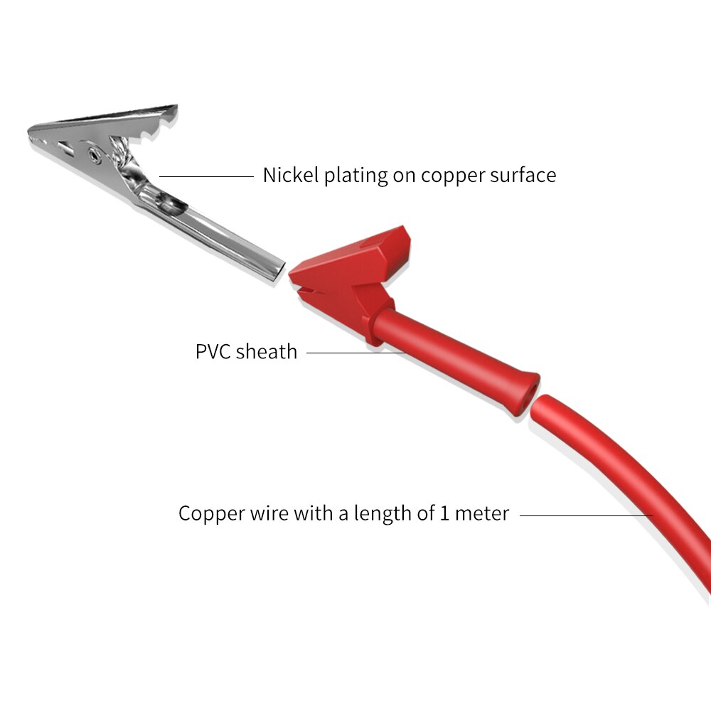 JZDZ 2pz 4mm spina a Banana a coccodrillo clip multimetro cavi di prova cavo linea ponticello filo 1m/3.3ft rosso nero