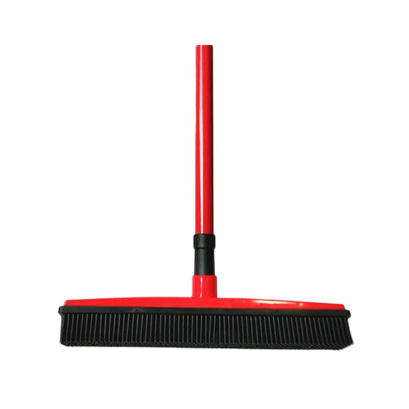 RubberBroomBaby Mother Household Removal Device Telescopic Bristles Magic Clean Sweeper Squeegee Scratch Bristle Long Push Broom: red