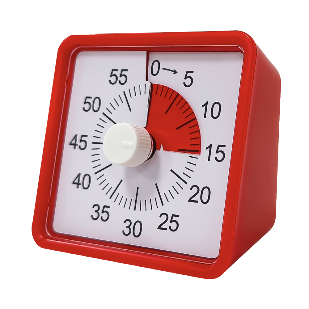 Silent Cooking Countdown Timer for Children and Adults, Visual Time Manager, Learning Exercise Timer, 60 Minutes: Red