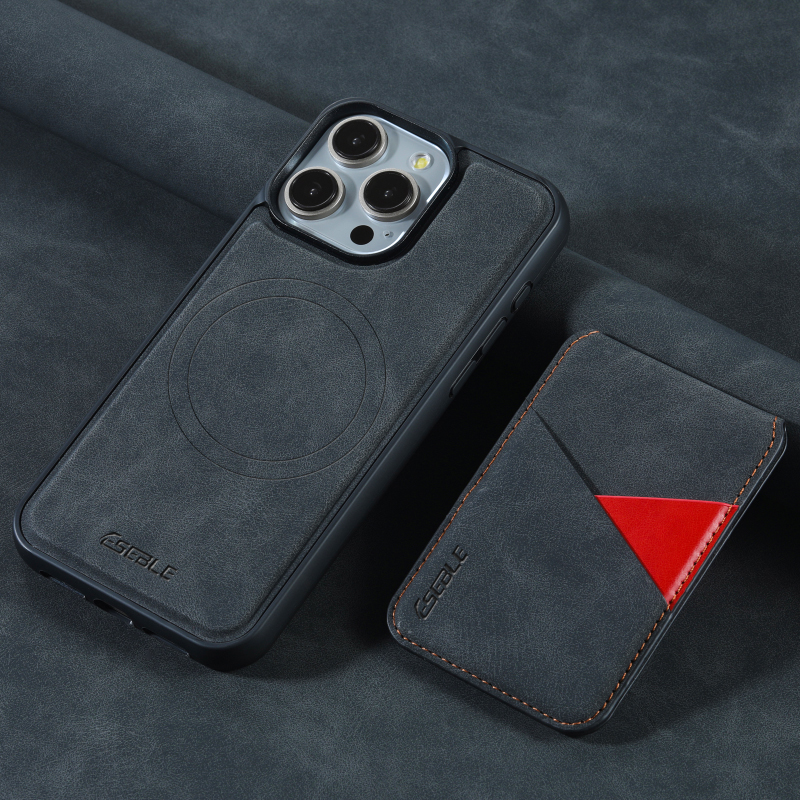 Magsafe Magnetic Wireless Charging Wallet Card Slot Bracket Leather Phone Case For iPhone 16 Pro Max 14 13 15 Pro Max Back Cover: black / For iPhone 13