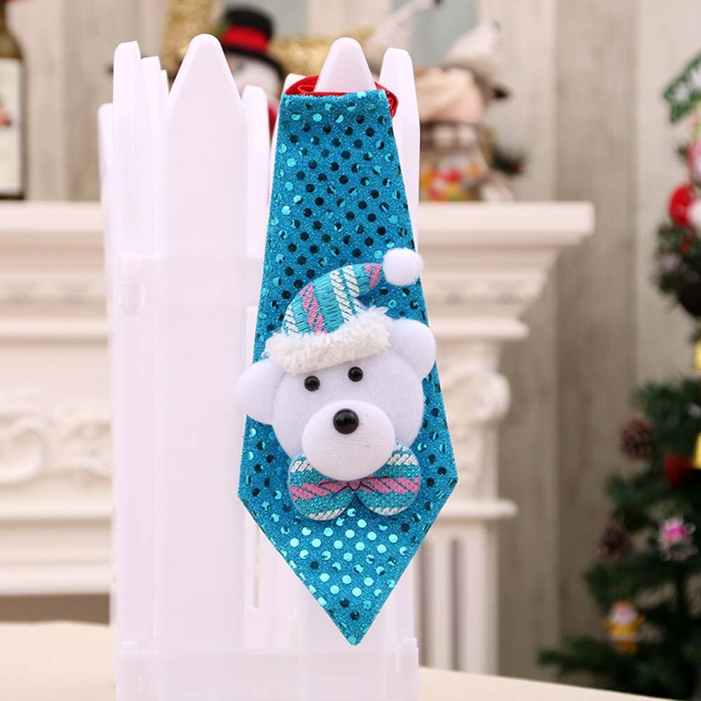 LED Lights Christmas Tie Glow Sequins Santa Claus Bear Snowman Elk Necktie For Children Cartoon Tie Decoration Year: 6 Ordinary