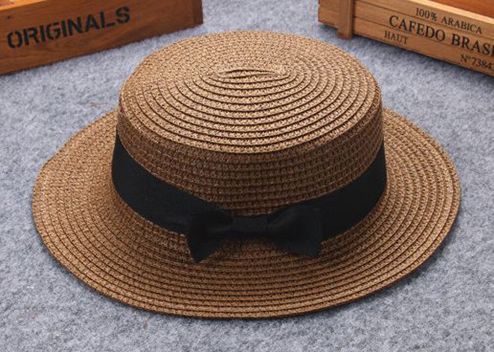 Bowknot Children Breathable Hat Straw Hat Kids Hat Boy Girls Cap Weaving Cap Unisex Straw Cylinder Bowler Hat #T1P