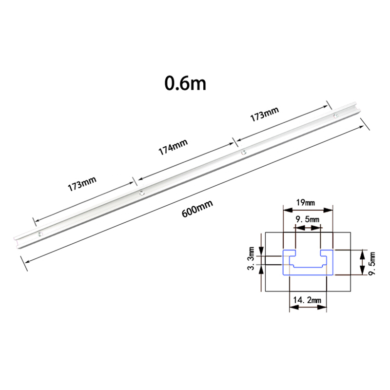 Træbearbejdning t-slot geringsspor/slids 300/400/500mm/600mm/800mm aluminium t-skinne til fræserbord: 600mm