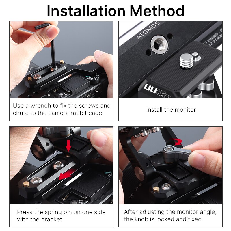 UURig R058 ARRI Locating Monitor Bracket Mount NATO Monitor Mount With 1/4 Screw Universal Adjustable DSLR Monitor Adapter
