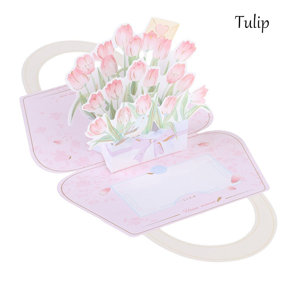 3D Pop-Up Kaarten Moeders Vaderdag Bloemen Verjaardagskaart Anniversary Postkaart Trouwkaarten Wenskaarten: Tulip