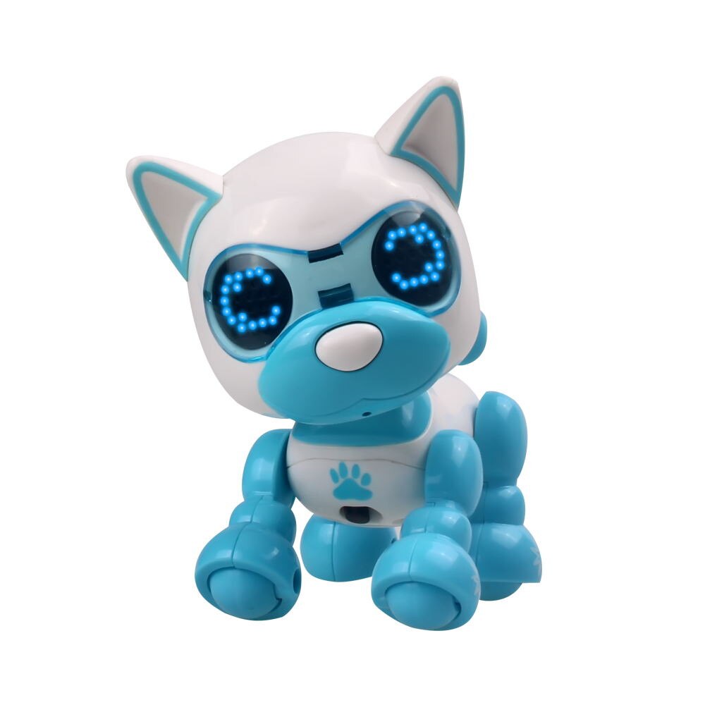 Interactivo RC Perro Robot de juguete inteligente electrónica mascotas perro de los niños de juguete Animal ojos LED grabación de sonido cantar dormir juguetes inteligentes: Blue 