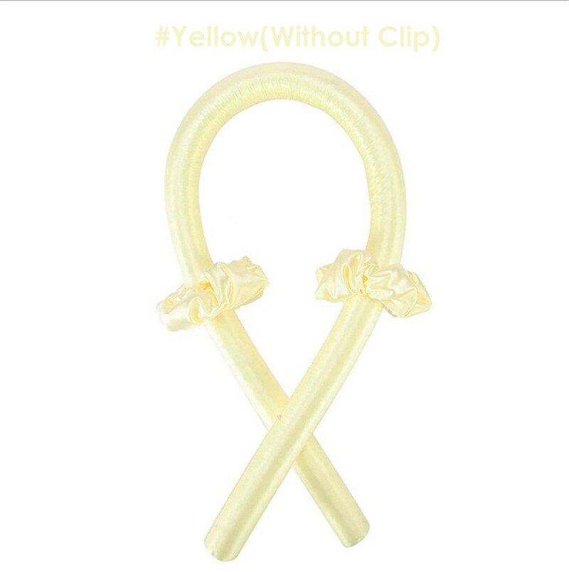 Rouleau à friser en Satin de soie sans chaleur, avec chouchous, accessoires pour bigoudis, ruban: Yellow