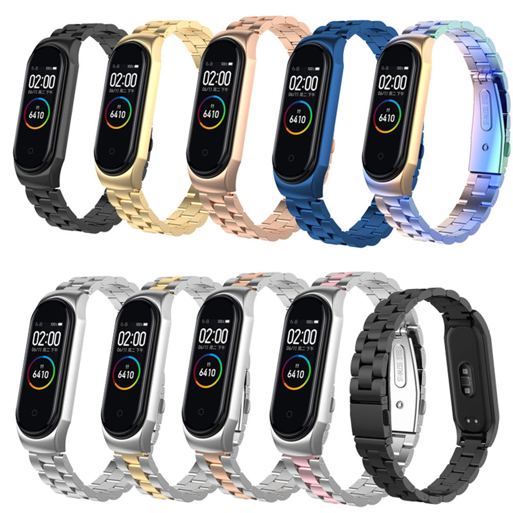 Mi band 4 para Xiaomi mi Band 4 correa de reloj de acero inoxidable para Xiaomi mi Band 3 pulsera inteligente Accessoriess + caja de Metal
