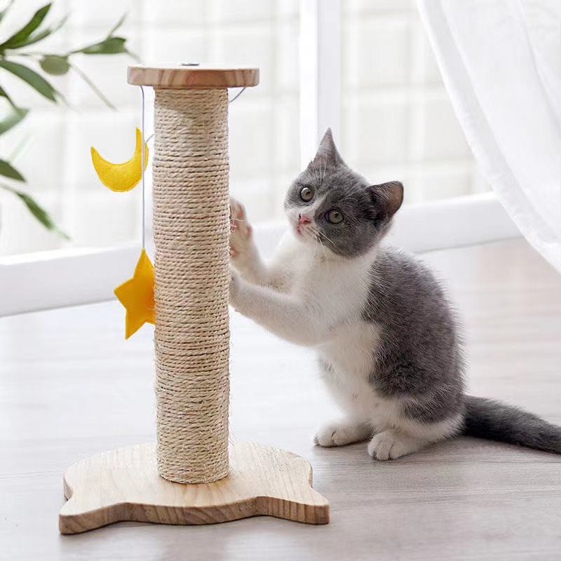 Cat Climb Column Star Month Sisal Wood Cat Climbing Frame Wear-resisting Grind Claw Vertical Protect Furniture Cats Toy