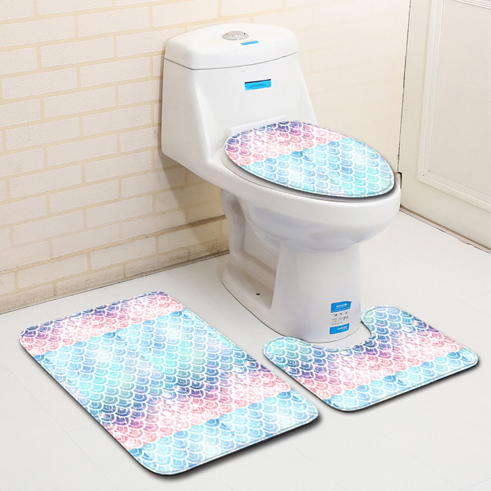 3 pezzi antiscivolo scala di pesce tappetino da bagno bagno decorazioni per la casa "estool mat WC WC coprisedile mat custodia tappeto Set tappetino s decor