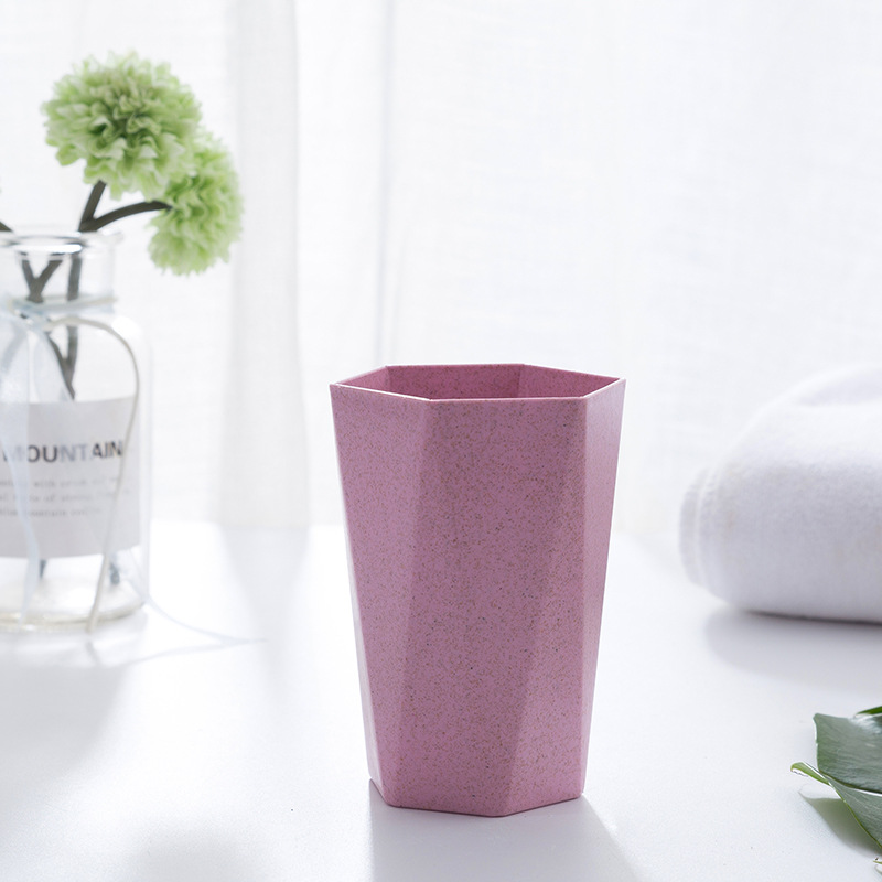 Vasos de baño de paja de trigo ambiental, enjuague bucal , cepillo de dientes, cepillo de dientes, taza de agua, taza de lavado: Diamond Pink