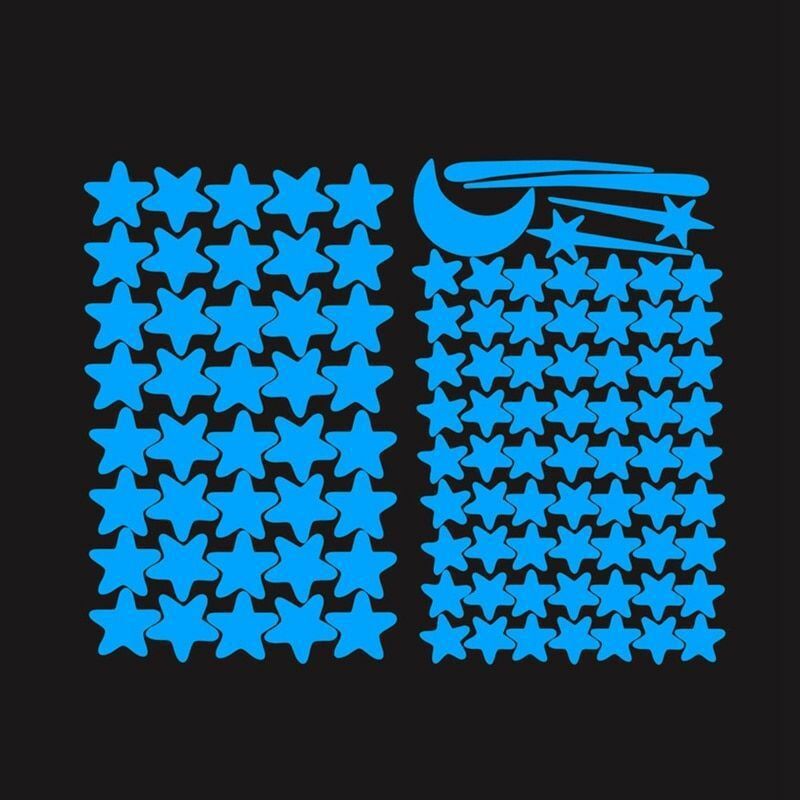 103 Stuks Lichtgevende Sterren Meteoor Maan Muursticker Voor Kinderkamer Woonkamer Slaapkamer Decoratie Decals Glow In The Dark 3D Stickers: Blue