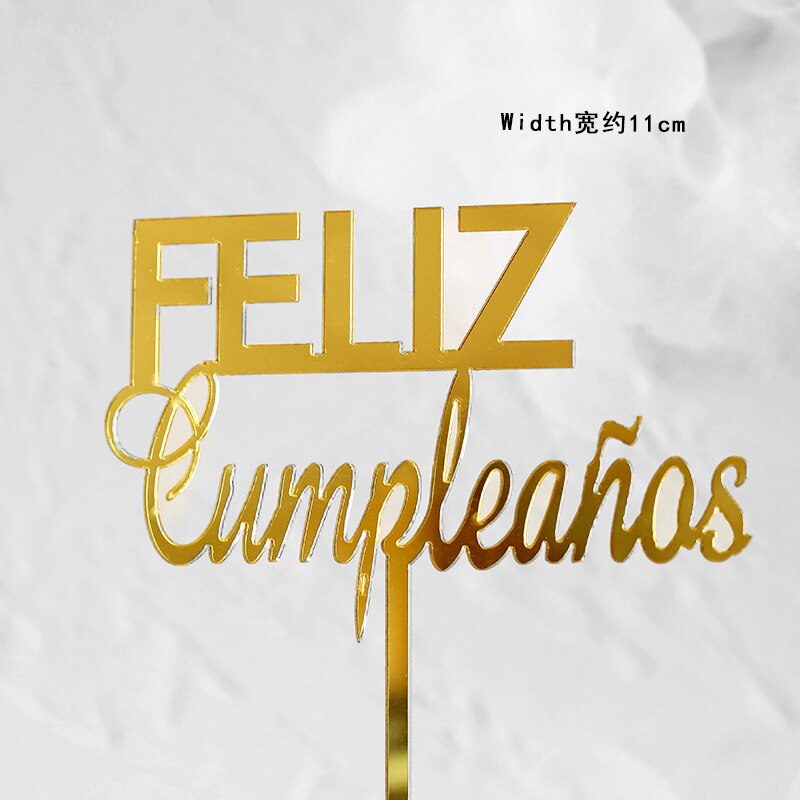 Feliz cumpleaños. español akryl slik farve tillykke med fødselsdagen kage topper på spansk til festdekoration bageartikler: 1pc år 049t