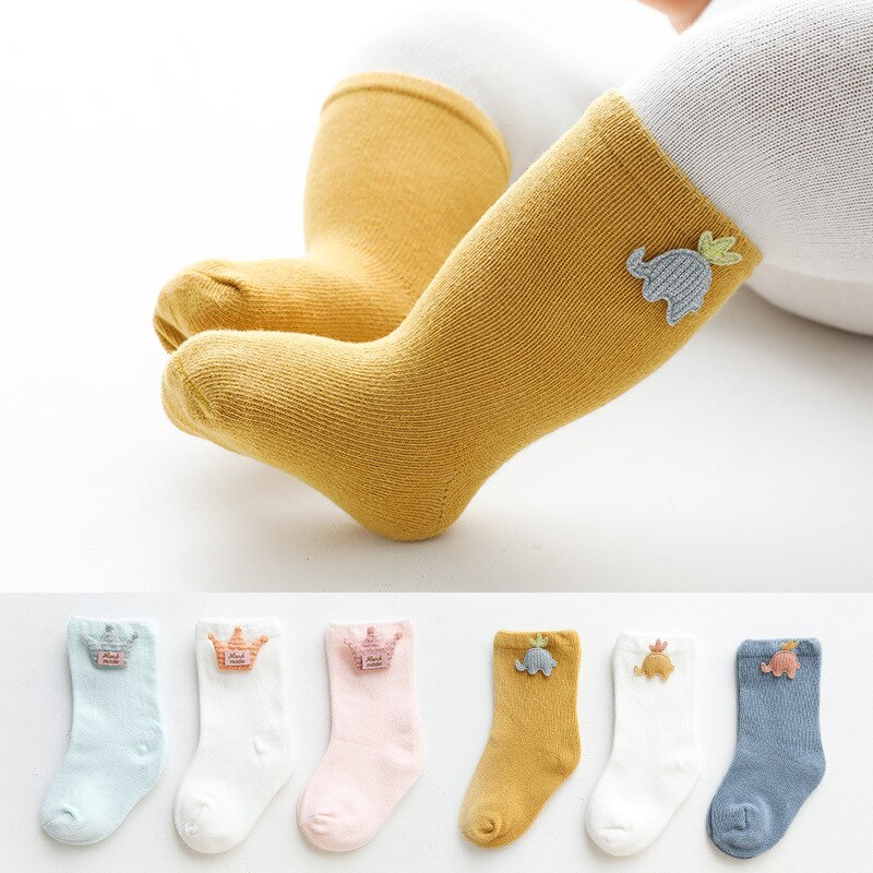 3 Paar/partij Kinderen Zachte Katoenen Sokken Jongen, Meisje, Baby, leuke Cartoon Warme Streep Stippen Mode Sport Sokken Herfst Winter Kinderen