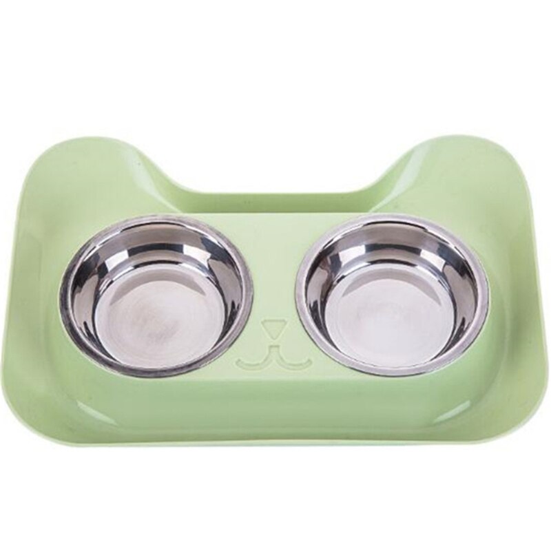 1pc duurzame dubbele kattenvoerbakken van roestvrij staal, kattenrijstbak, hondenbak, lekvrije antislip voerbak voor huisdieren: Groente