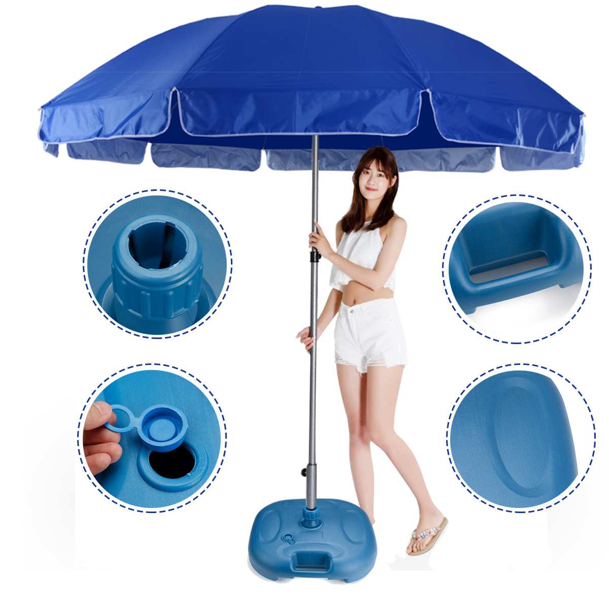 1.8m 2 Layer Shelf Adjustable Portable Outdoor Parasol Garden Umbrella Base Sunshade Patio Umbrella Stand Sun Shelter Accessory