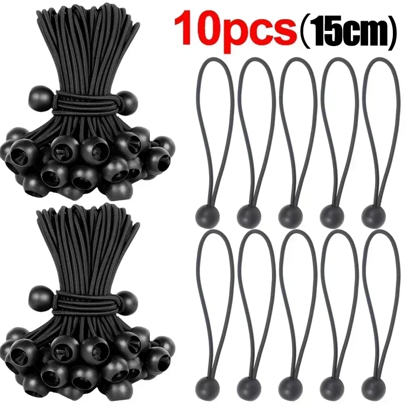 50/10 stücke Bungee Ball Planen Leinwand Flugzeug Fahnenmast Krawatten Schnur Enden Elastische Seil Spitze Feste Stiefel Pole Camping zelt Zubehör: Schwarz