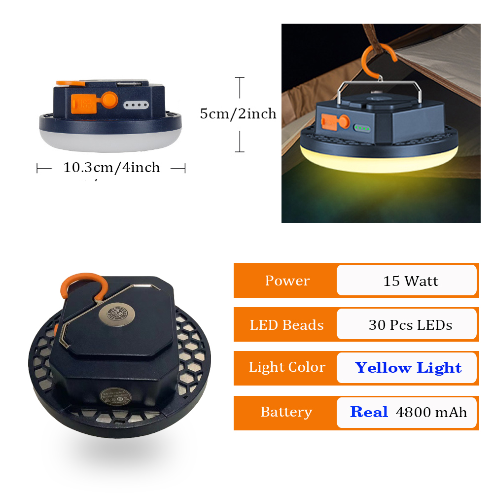 Lanterna de acampamento portátil recarregável luz forte lâmpada acampamento lâmpada led emergência alta potência tenda iluminação lanterna equipamentos: 3w