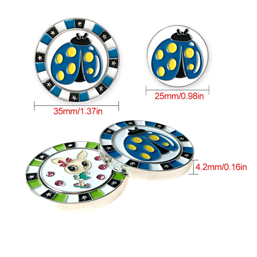 Double Layer Golf Ball Markers Assorted Patterns, Mark Golf Hat Clip Divot Tool Accessories