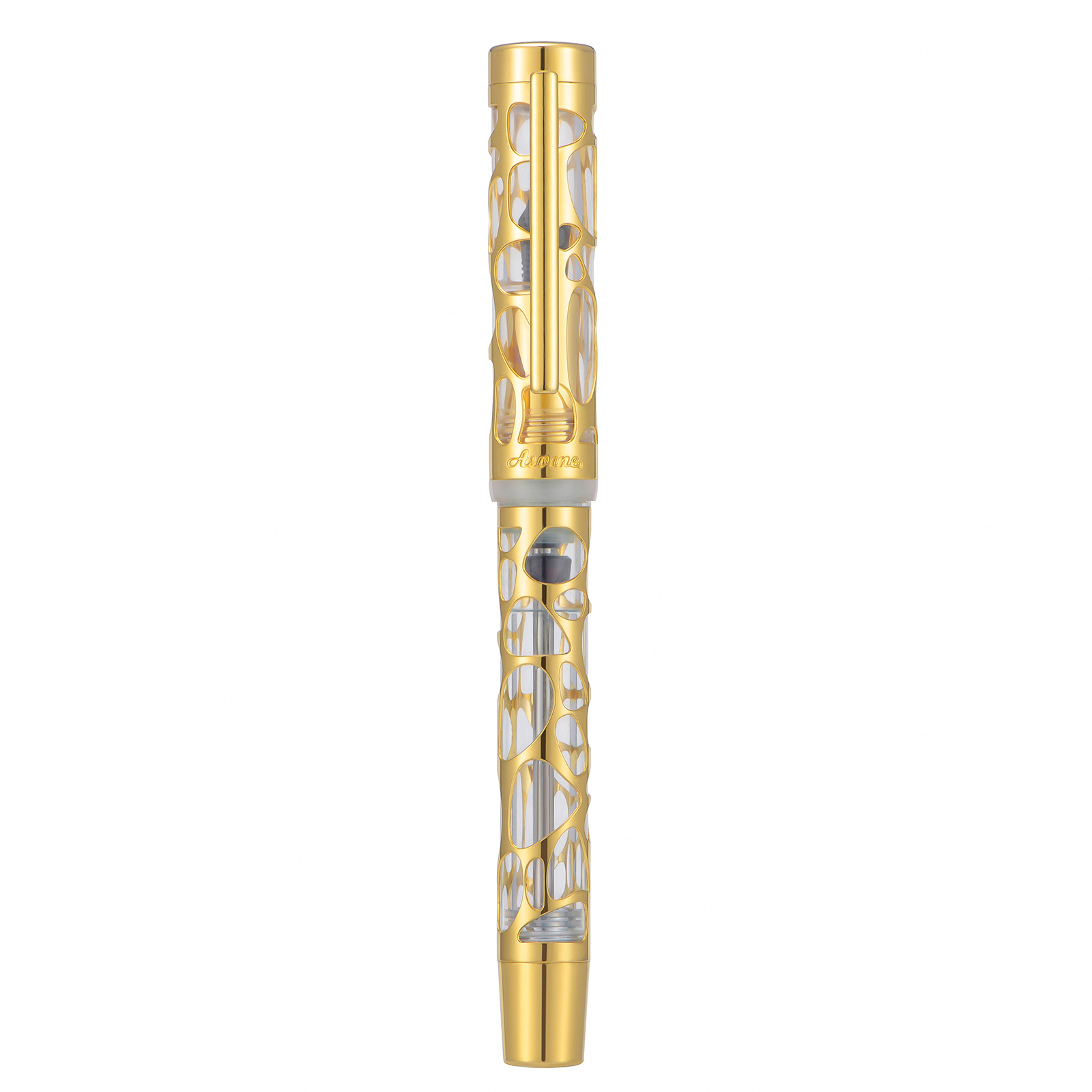 Asvine V169 Vacuüm Vullen Vulpen Medium Penpunt, Water Drop Skeleton Gold Trim Transparante Koffie Acryl Pen Case Set Asvine V169 Vacuüm Vullen Vulpen Medium Penpunt, Water Drop Skeleton Gold Trim Transparante Koffie Acryl Pen Case Set