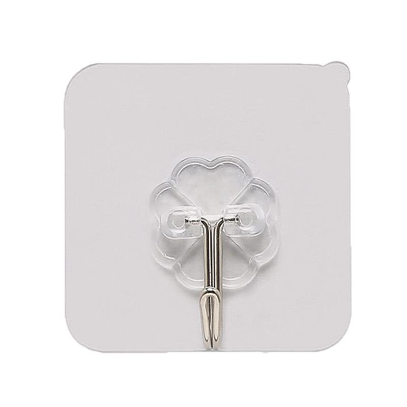 6pc Transparent hook seamless strong hooks coat hat stick hook bathroom wall free perforation plastic stick kitchen items: Default Title